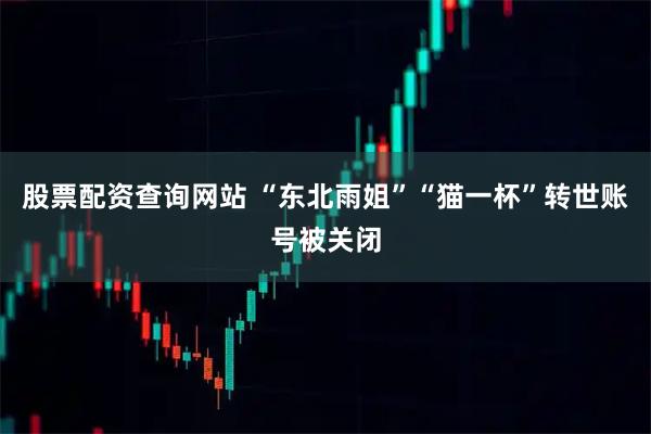 股票配资查询网站 “东北雨姐”“猫一杯”转世账号被关闭